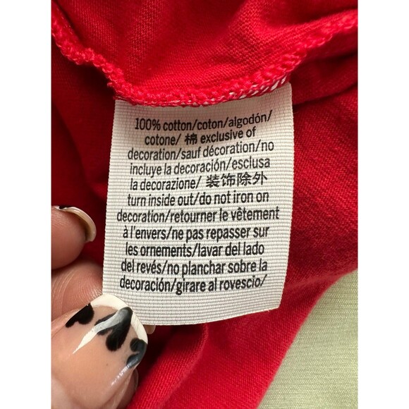 PINK Victoria's Secret 100% Cotton Short Sleeve Campus Ringer Red T-Shirt M - Picture 9 of 10